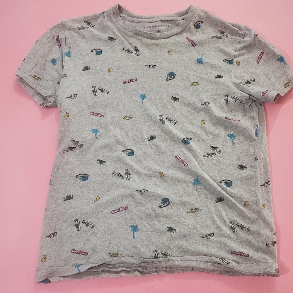 🌴 Aeropostale Summer Palm Tree Vans Peace Short Sleeve T-Shirt 🌴 - Picture 1 of 12